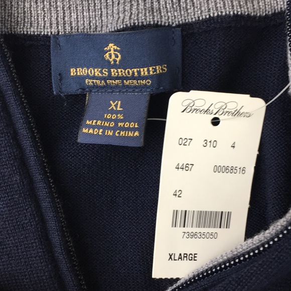 Brooks Brothers Navy Striped Quarter Zip Pullover - Picture 7 of 10